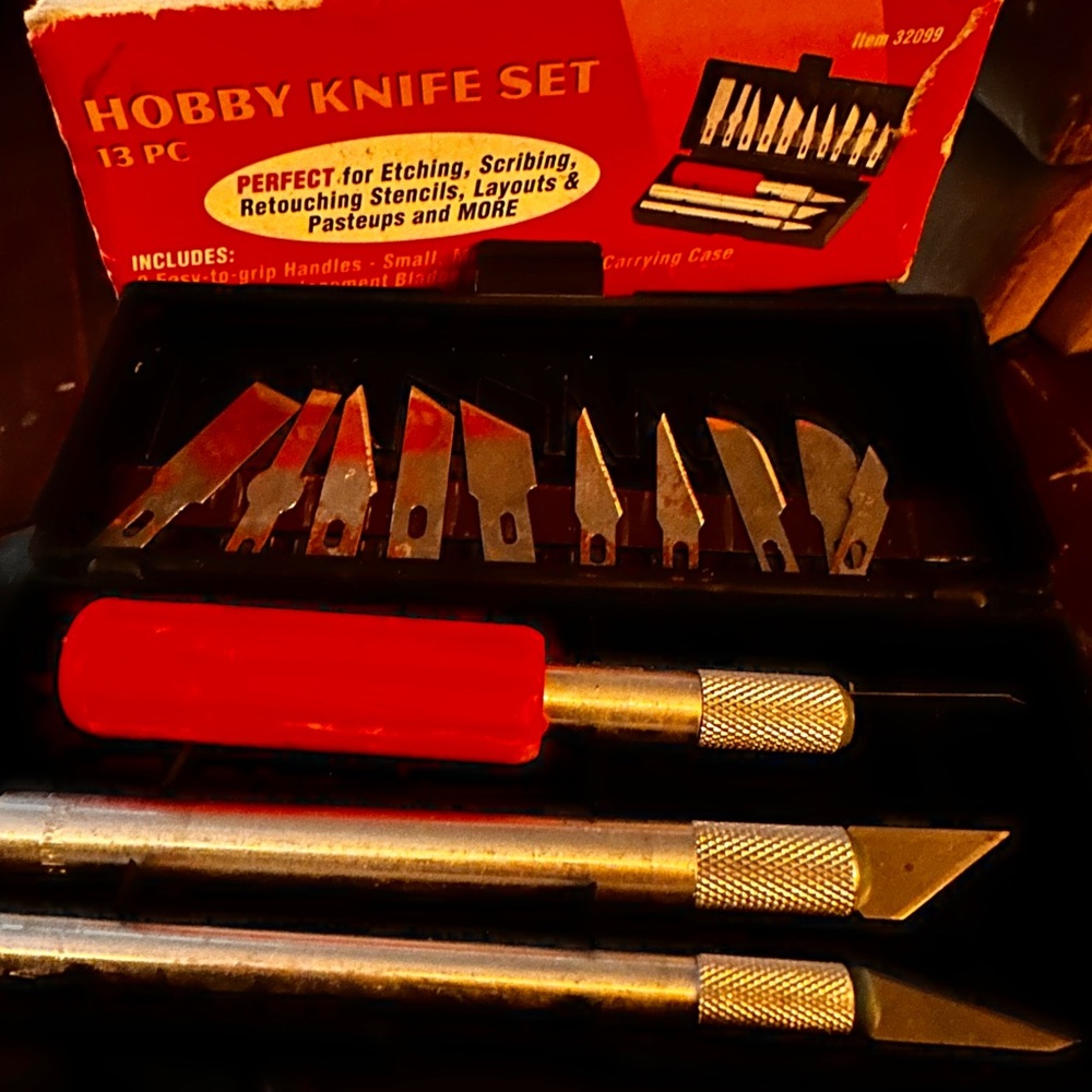 13-Piece Hobby Knife Set with Red Handle